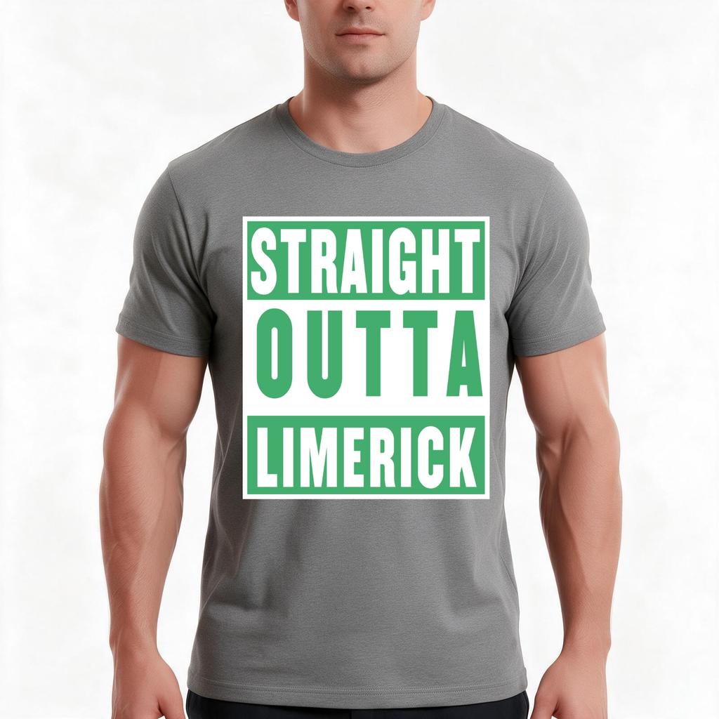 Straight Outta Limerick Green Tshirt Summer Casual Cotton Tee Oversized Streetwear Tops Vintage Graphic Print 100 Cotton