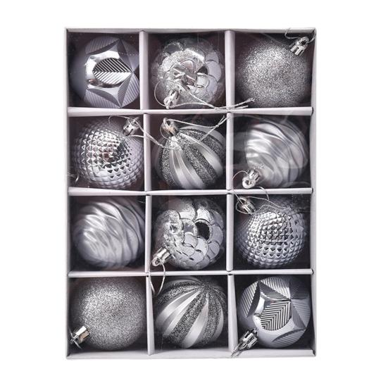 12 шт., украшения из елочных шаров, 6 см, разная текстура, с подвесным ремешком, создают атмосферу, праздничные украшения, шары