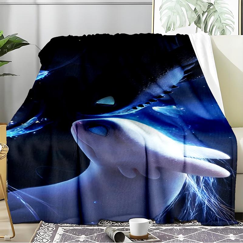 Dragons In The Snow Blanket Flannel Throw for Sofa, Indoor, Camping, Living Room, Office, Chair, And Bed Soft Birthday Gift