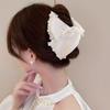 Large Summer Lace Edge Bow Claw Clip Hair Accessory for Women - Multi-Layer Feather Design