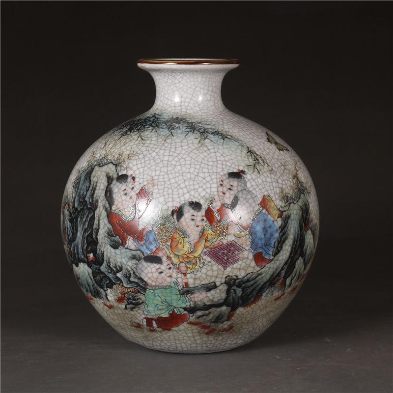 Китайская династия Цин Синий и белый старинный антикварный фарфор Узор «Водный город Цзяннань» Керамическая ваза Украшение для дома и шкафа Ремесло