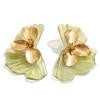 Yhpup Green Amber Pink Color Resin Flower Stud Earrings Stainless Steel Spring Summer Fresh Glamorous Jewelry Gift