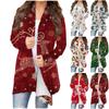 Women's Chirstmas Print Long Sleeve Front Cardigan Printed Top Lightweight Jacket