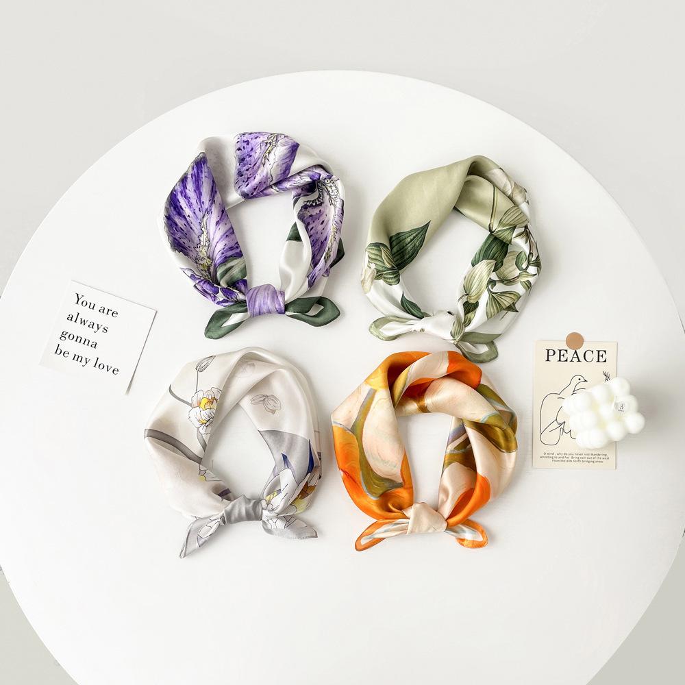 53 Plain Crepe Satin Silk Scarf Silk High-End National Style Printing 100% Mulberry Silk Silk Luxury Silk Square Scarf Women'S Scarf