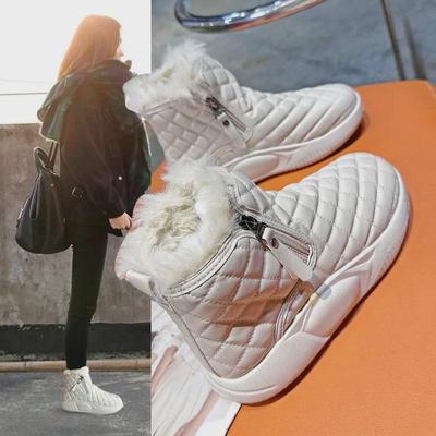 Женские зимние ботинки 2024 года, плюс бархат, толстые теплые высокие голенища, нескользящие, хлопковые туфли на толстой подошве для активного отдыха XQ-5859