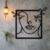 Metal Wall Art Woman Face with Leaves Design Artistic Metal Wall Hanging Stylish Home Decor Elegant Bedroom Metal Decoration
