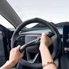 Для Tesla Model 3/Y Highland Juniper Чехол на руль Углеродное волокно Кожа Анти-мех Спортивный руль Автоаксессуары