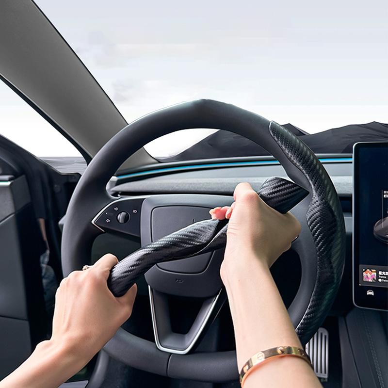 Для Tesla Model 3/Y Highland Juniper Чехол на руль Углеродное волокно Кожа Анти-мех Спортивный руль Автоаксессуары