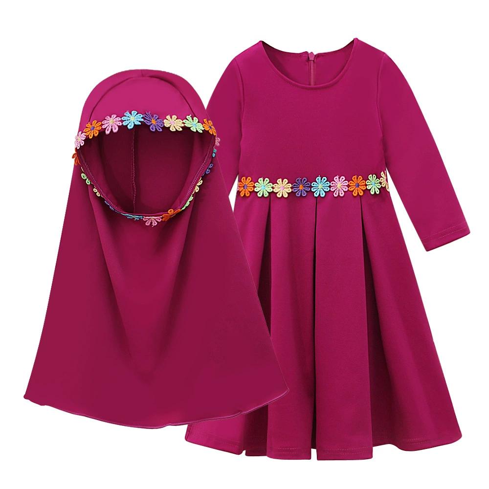 Muslim Islamic Baby Girls' Ramadan Abaya with Hijab Full Length Robe Burka Maxi Little Kids/Toddler Baby Girl Dresses