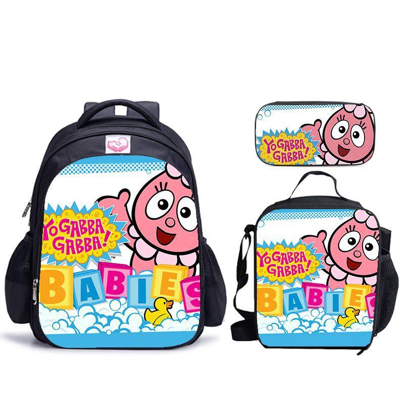 Школьный набор с принтом Yogabbagabba Yo Gabba Gabbalan Рюкзак Сумка для еды Пенал Набор из 3 предметов