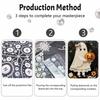 Безрамный набор для рисования жемчугом Милый привидение с тыквой DIY Ручная работа Холст для декора стены дома Осенний фестиваль Искусство