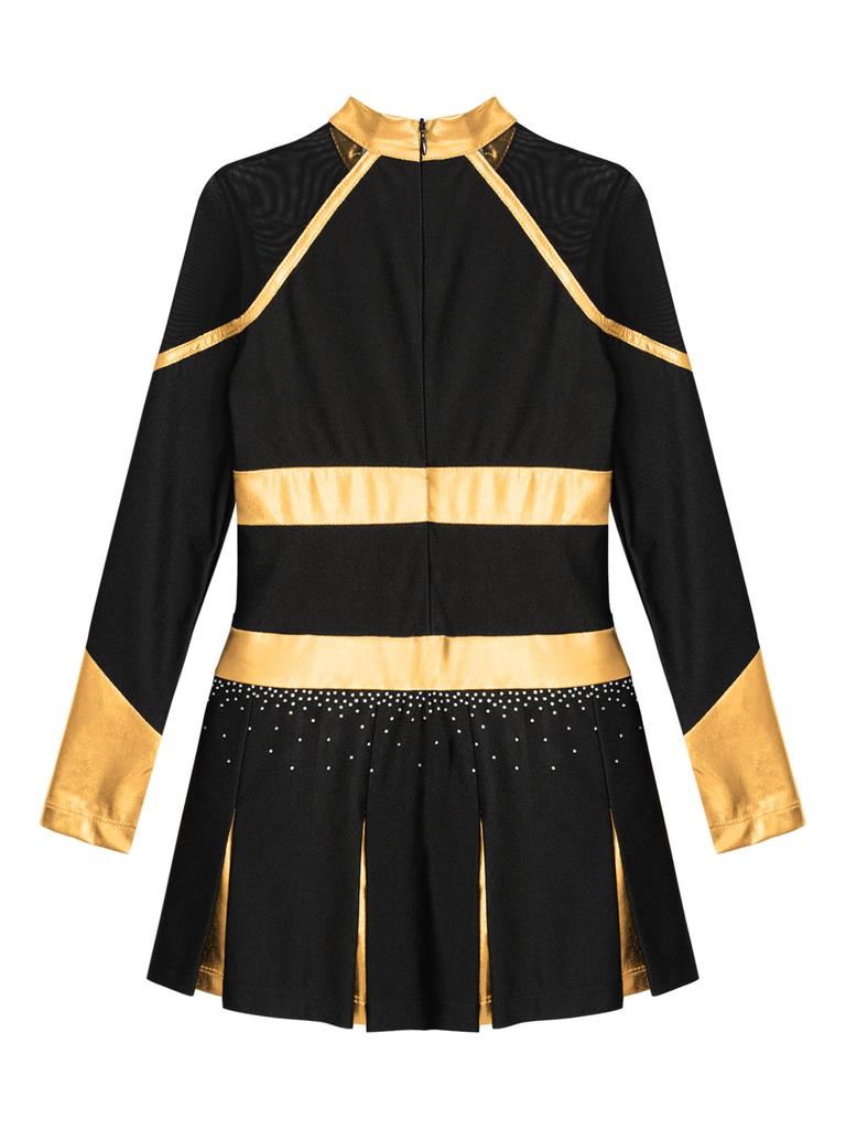 Униформа Черлидинга для девочек с длинными рукавами, танцевальное платье, карнавальная танцевальная одежда, детское танцевальное платье Черлидинга