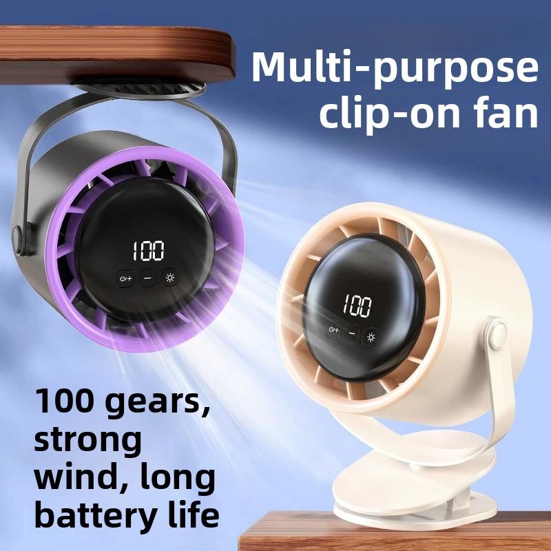 Ventilador de escritorio portátil recargable con clip, ventilador silencioso para cochecito y hogar