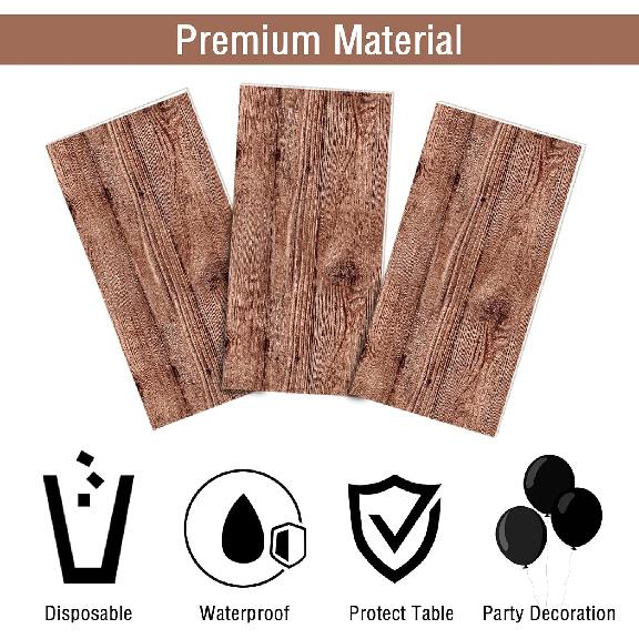 3 Pieces Wood Grain Tablecloths Rustic Wood Looking Plastic Table Covers Rectangle Brown Wood Vintage Farmhouse Table Cloth Decorations for Western