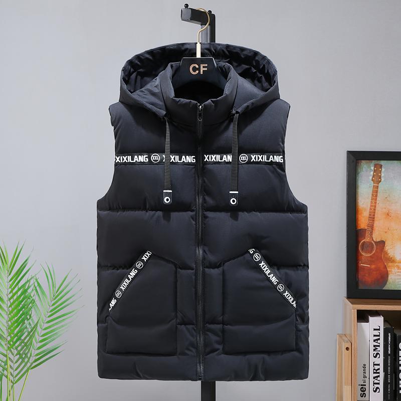 S-8XL плюс размеры Мужская куртка без рукавов Зимняя повседневная жилетка без рукавов с хлопковой подкладкой и капюшоном Мужской теплый камуфляжный жилет