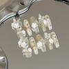 Camellia and butterfly press-on nails; detachable, elegant, and skin-brightening false nails; handmade wearable nail tips.