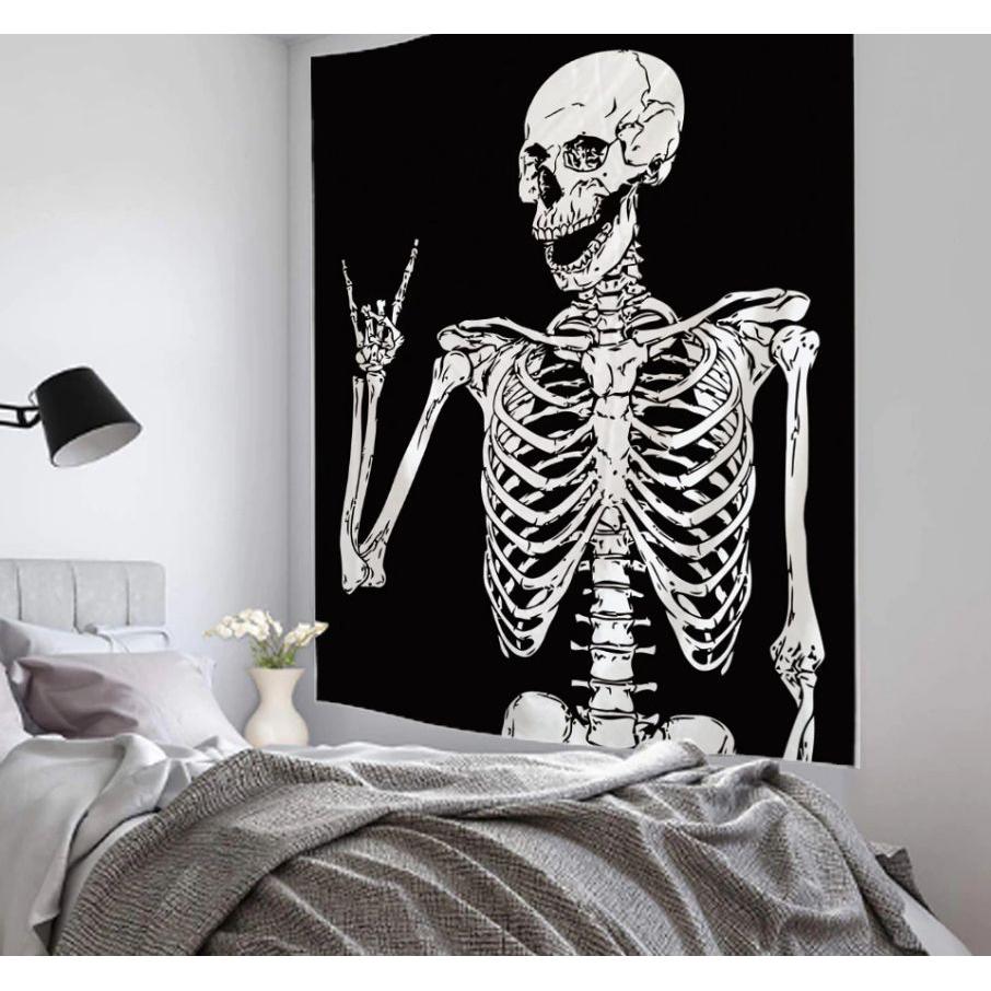 Goth Skull Skeleton Tapestry