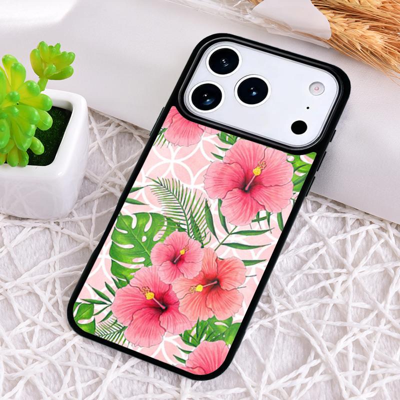 Butterflies Hibiscus Flowers Phone Case for iPhone 17 Air 16 15 11 12 14 13 Pro Max Shockproof Cover