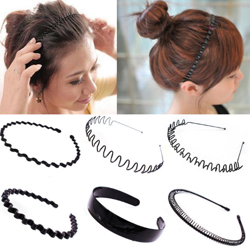Модные женские мужские унисекс модные черные волны высокого качества 1 шт аксессуары повязка для волос металлический спортивный минималистский