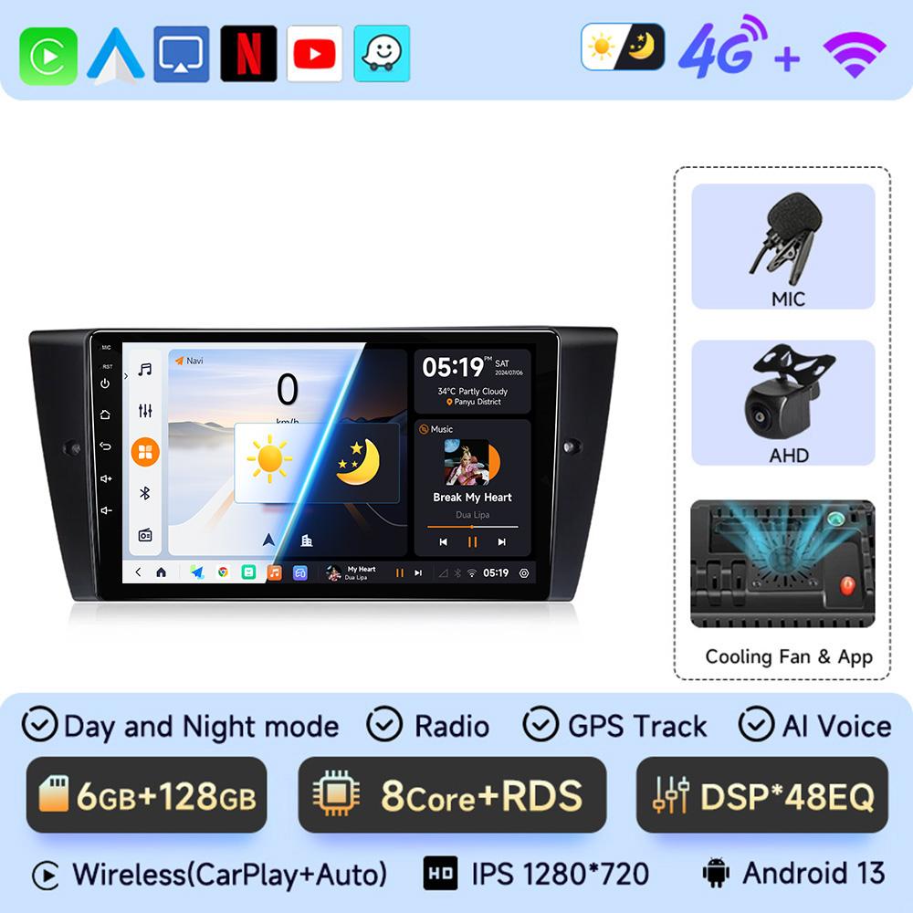 JIUYIN 9" Android 13Car Radio For BMW 3-Series E90 E91 E92 E93 wireless CarPlay Android 13 Auto car intelligent systems No 2 din