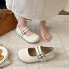 Туфли Мэри Джейн женские на плоской подошве 2025 новые весна и лето универсальные с мелким вырезом и круглым носком на мягкой подошве на одном ремешке туфли Doudou женские