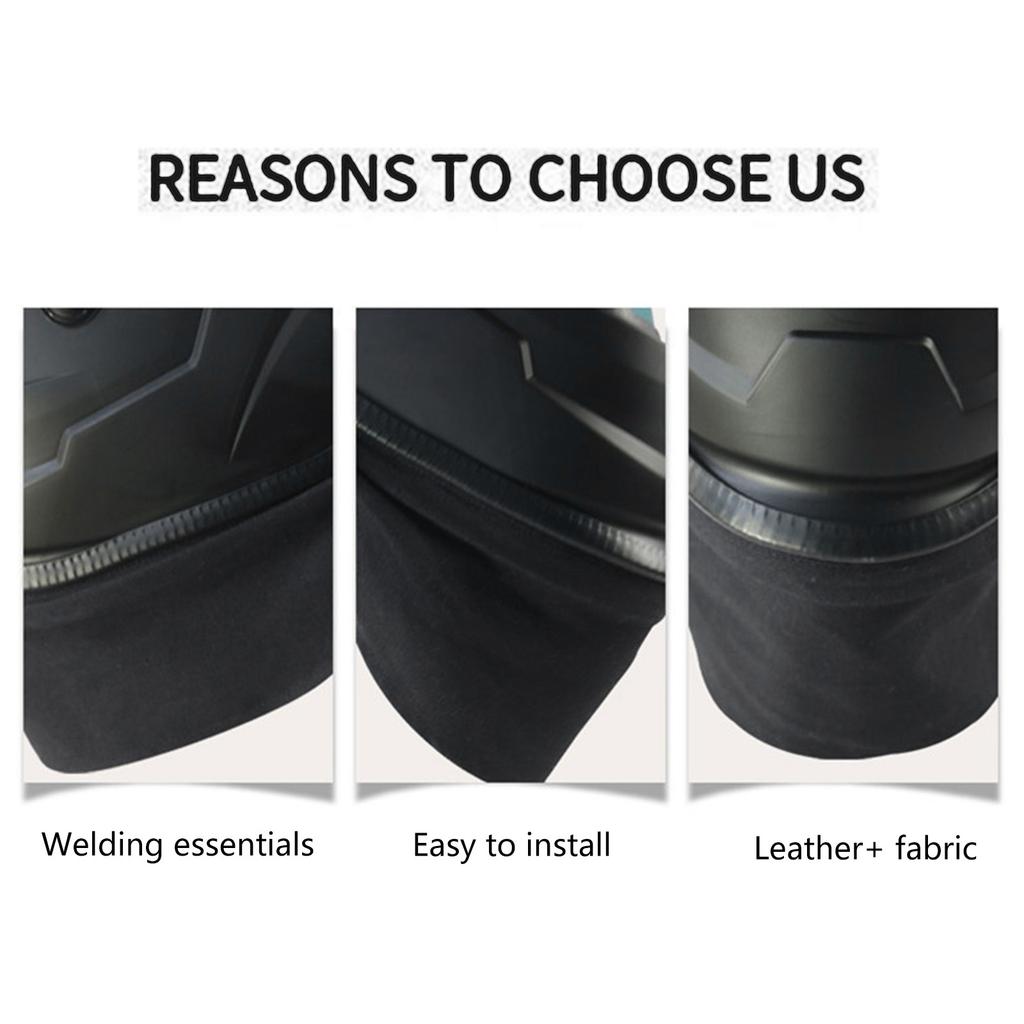 2Piece Welding Helmet Cover And Bib Set Heat Resistant Leather Fabric Full Head Neck Protection For Welding Work