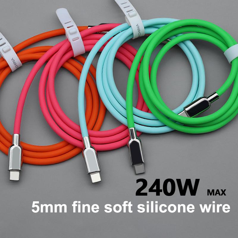 240 В Pd3.1 Жидкий силикон USB Type-C Быстрозарядный кабель 15 16 17 S23 S24 S25