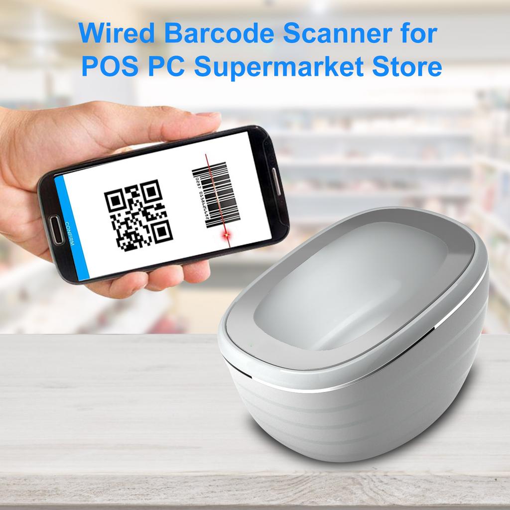 Payment Code Scanning Platform Wired Barcode Scanner with Voice Announcement Supports a Wide Variety of Systems and