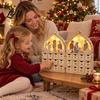 Christmas Countdown Activity 24 Days Wooden Nativity Advent Calendar with LED Lights Foldable Decorative Storage Box Calendar House Shape