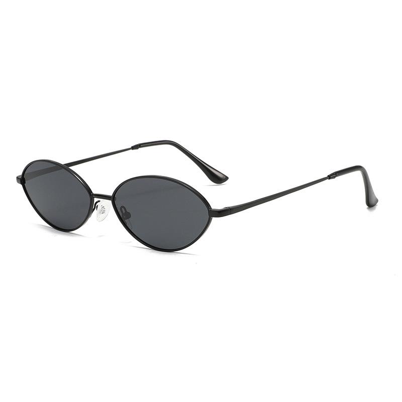 Polarized Metal Oval Sunglasses with Anti-Slip Temples Retro Vintage Style for Casual Outdoor Activities Driving UV Protection