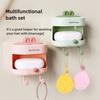 3 In 1 Soap Holder Back Scrubber Kit Wall Mount Comfortable Soap Box with Soft Brush with Hooks Creative