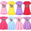 5084 Kids Girls Christmas New Year Mira Zoey Rumi Printed Ruffle Short Sleeves Casual Dress