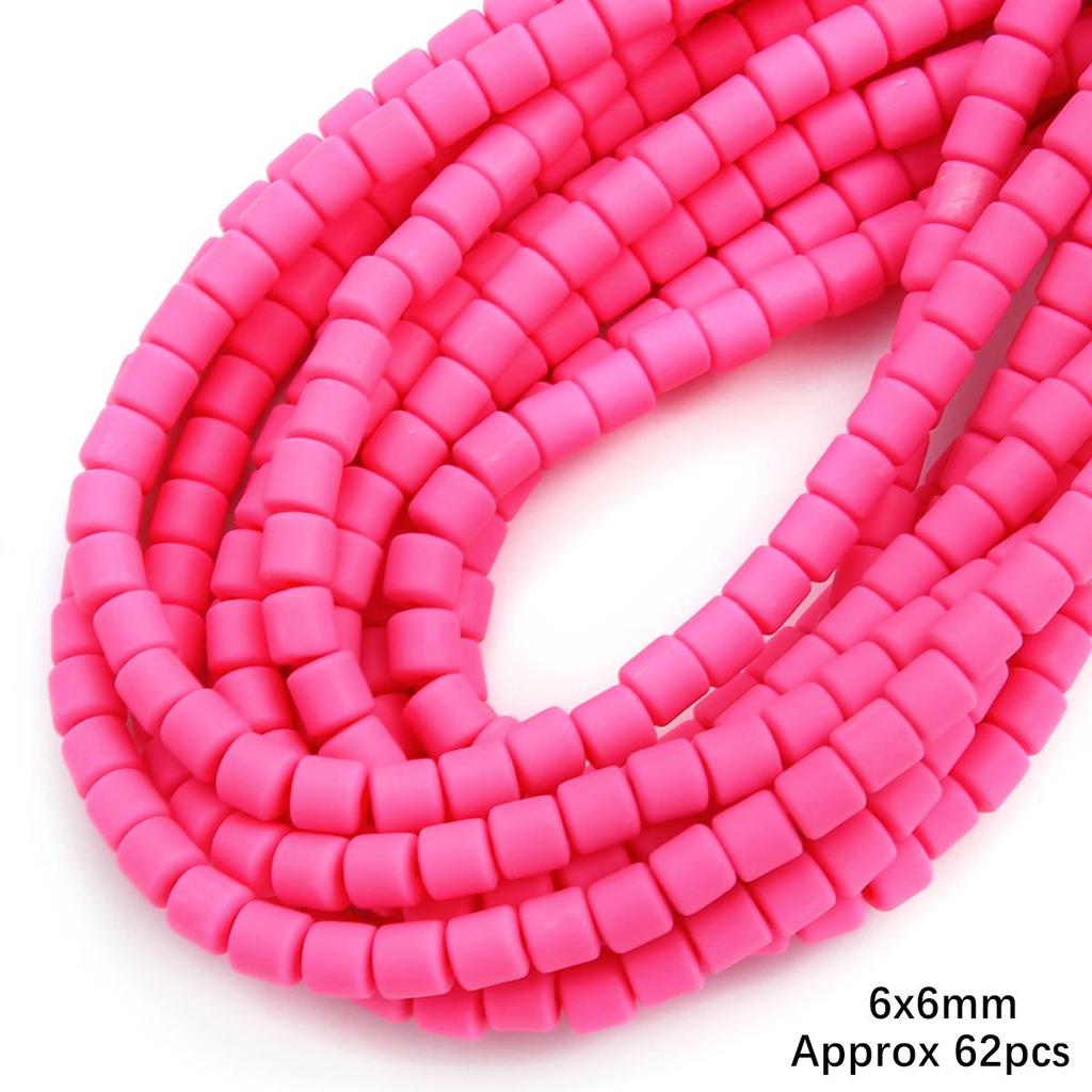 60pcs/Bag 6x6mm Flat Round Cylinder Polymer Resin Clay Beads Loose Spacer Handmade Beads For DIY Jewelry Making Bracelets Necklaces Crafts 38cm/15