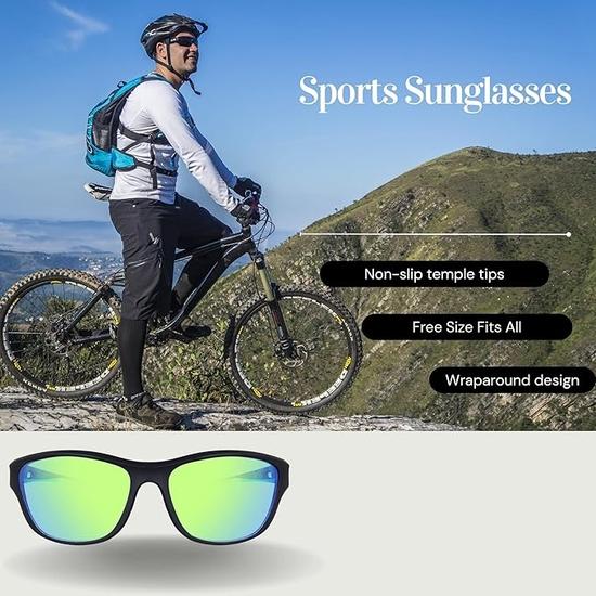 4Flaunt УФ-защита Спортивные солнцезащитные очки | Легкие очки с полной оправой | Подходят для вождения, путешествий, рыбалки, велоспорта, гольфа, занятий спортом