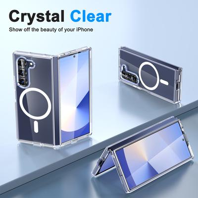 Подходит для чехла для мобильного телефона Samsung Galaxy Z FOLD6 Прозрачный Магнитная адсорбция ПК Защитный чехол Ультратонкий Противоударный