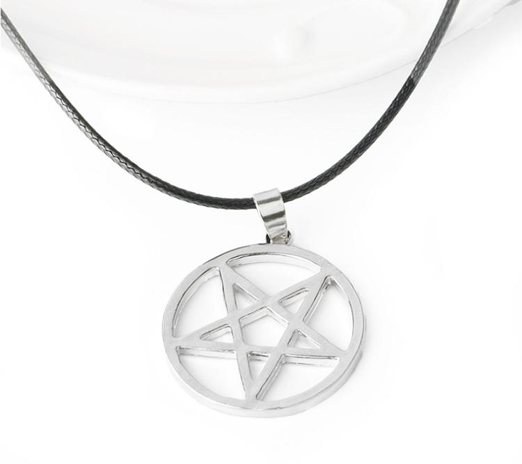 Fashion Black Butler Necklace Pentacle Pentagram Pendant Lucifer Satan Logo Sign Supernatural Jewelry For Men Women