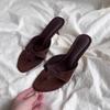 Keep Your Own Version~ Retro High-heeled Toe Cool Slippers Flip-flops for Women To Wear with Skirts, Simple Temperament, Stiletto Sandals