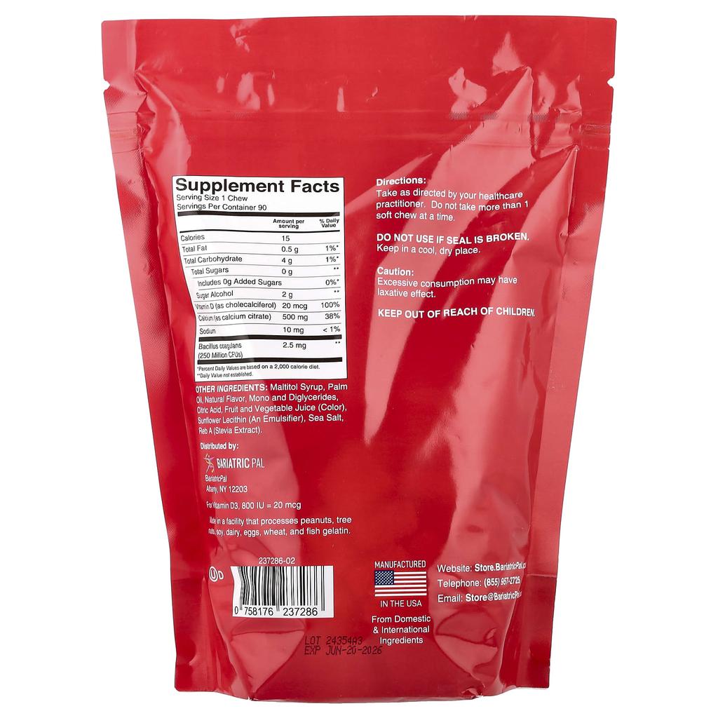 BariatricPal, Calcium Citrate Soft Chews, Strawberry Twists, 90 Soft Chews