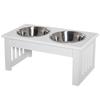 Raised Dog Feeding Bowls With Stand Stainless Steel For Extra Small And Small Dog 44L X 24W X 15H Cm White