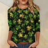 Женские топы Рубашка с рукавом три четверти Круглый вырез Свободная повседневная рубашка Футболка с принтом