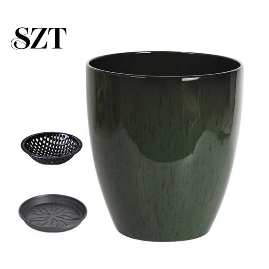 Lightweight Monstera Planter Deep Flower Pot Imitation Ceramic Plant with Drainage Hole Resin Stylish Office Holder Saucer for Indoor Outdoor
