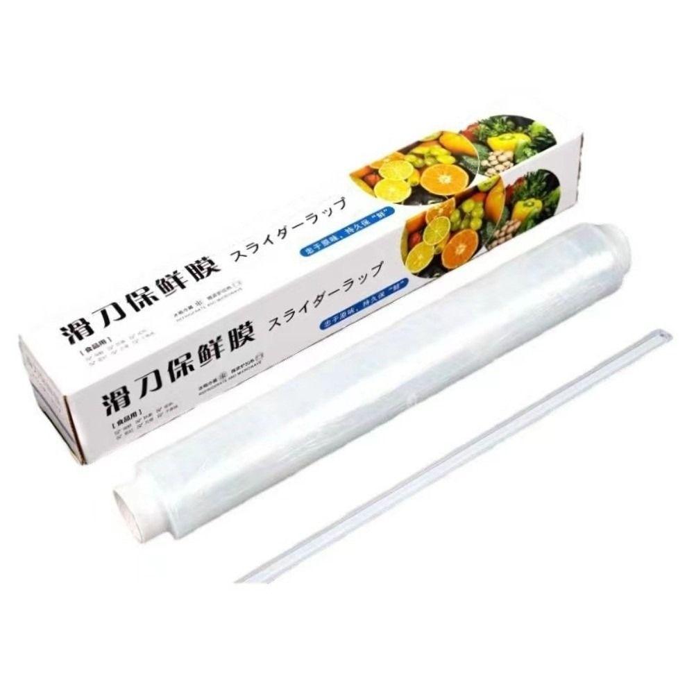 New Clear PE Sliding Food Wrap Film 30x100m Hand-free Cling Film Disposable Roll Food Wrap Kitchen Accessories