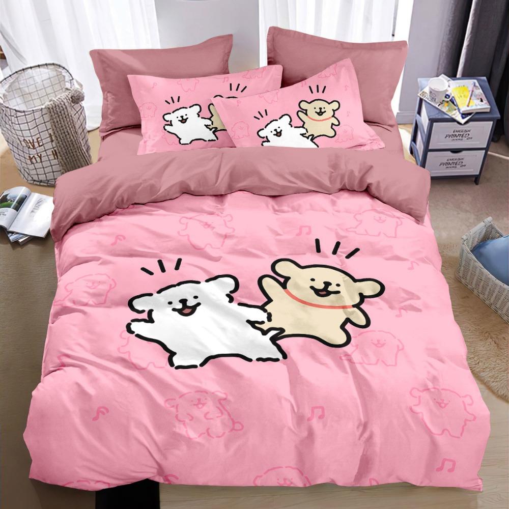 Cute puppy Duvet Cover pillowcase Bedroom Decoration Children Gift adult Single Double bed Large SizeZip Duvet Cover
