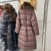 Женское удлиненное пуховое пальто с воротником из натурального лисьего меха Свободный крой Теплая зимняя верхняя одежда 2026