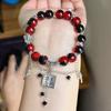 Chinese Style Red Beaded Bracelet for Women Blessing Butterfly Tassels Chain Pendant Bracelets Dark Gothic Jewelry Accessories
