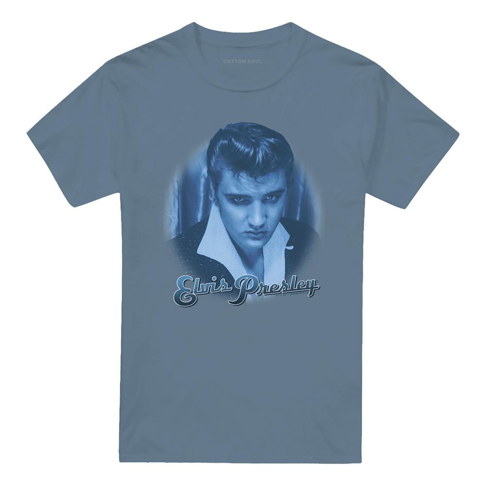 Elvis Presley Unisex Adult Blue Suede Fade T-Shirt