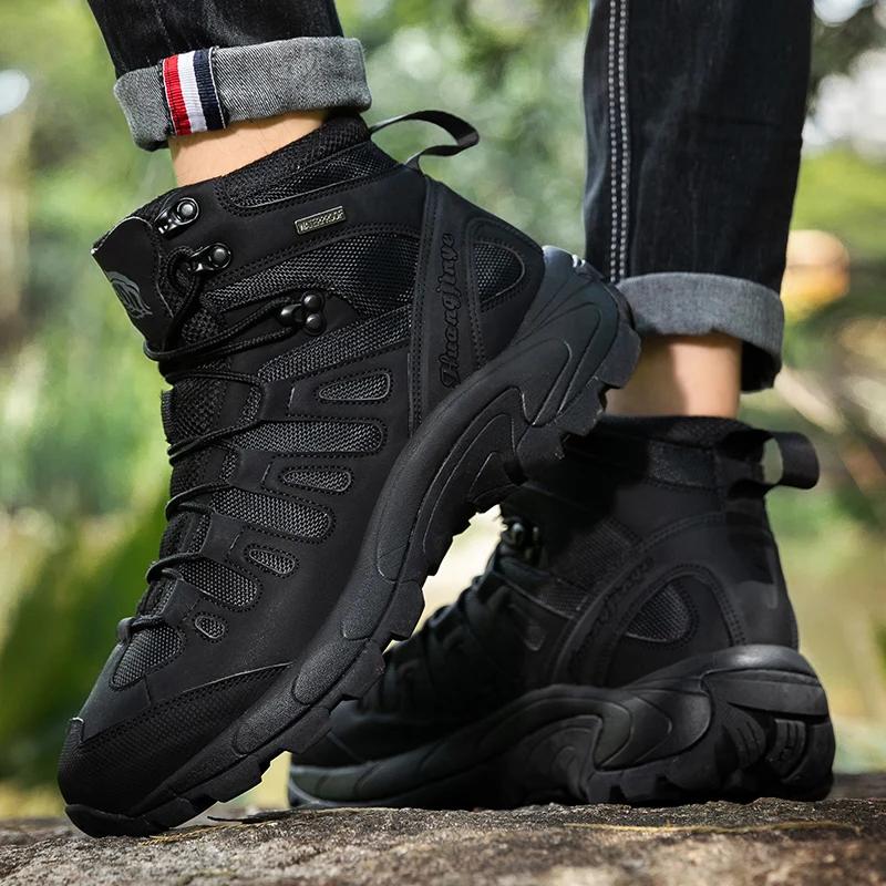 Мужские тактические ботинки, пустынные боевые ботинки, мужские ботинки для скалолазания по щиколотку, водонепроницаемая рабочая защитная обувь, мужские ботинки для охоты на открытом воздухе
