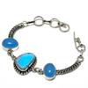 Blue Druzy Slice Chalcedony Gemstone 925 Silver Plated Bracelet 6-8"