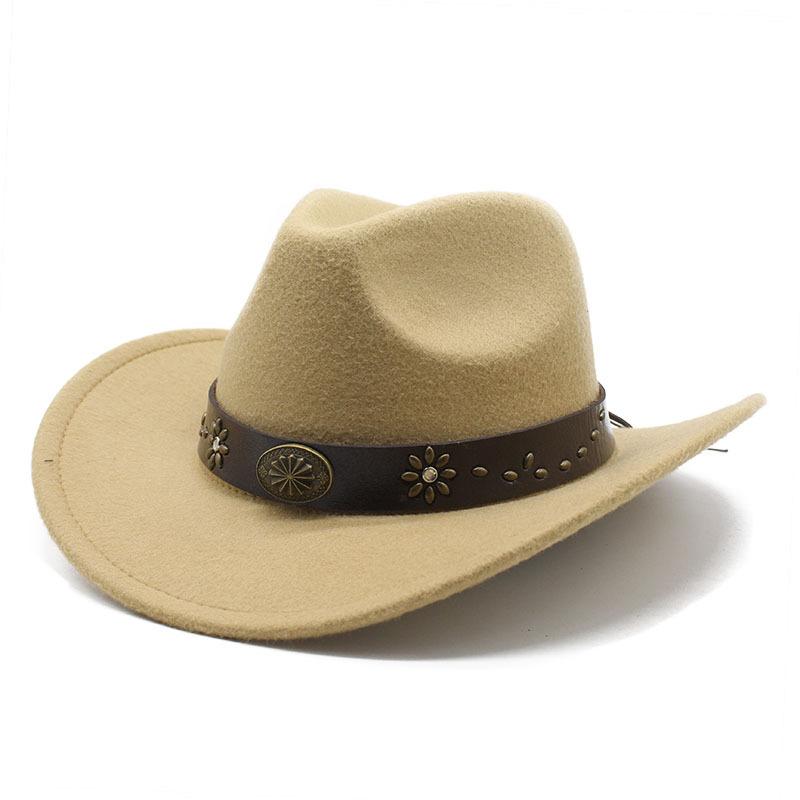 Ковбойская шляпа в стиле вестерн, мужская тибетская шляпа-цилиндр, фетровая шляпа, этническая женская шляпа