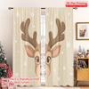 2pcs 2D Flat Printing Merry Christmas Popular Window Curtains Cute Reindeer Christmas Snowflakes Fabric Without Electricity